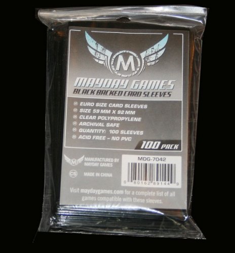 Lautapelisuoja: Mayday Games Sleeves, Black Backed (59x92mm)