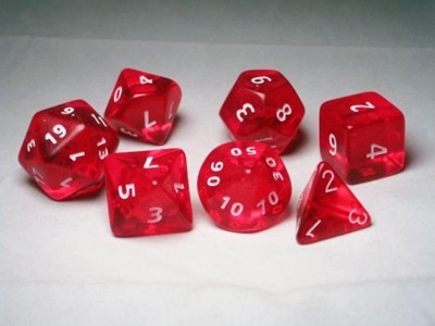 Dice Set: Chessex Translucent - Polyhedral Red/White (7)