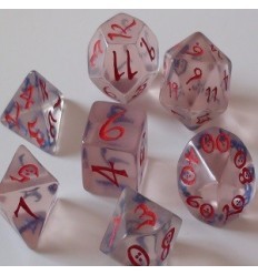Noppasetti: Classic Elven: Polyhedral Transparent/Red 7-Die Set