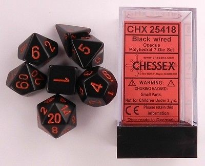 Noppasetti: Chessex Opaque � Polyhedral Black/Red (7)