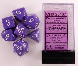Noppasetti: Chessex Opaque � Polyhedral Purple/White (7)