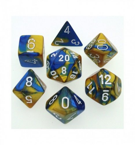 Noppasetti: Chessex Gemini - Polyhedral Blue-Gold/White (7)