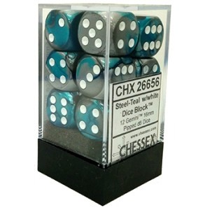 Noppasetti: Chessex Gemini � Steel-Teal/White (12)