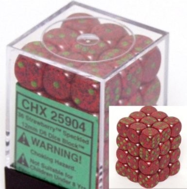Noppasetti: Chessex Speckled � 12mm d6 Strawberry� (36)