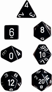 Noppasetti: Chessex Opaque � Polyhedral Black/White (7)
