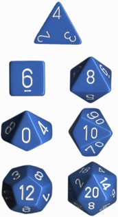 Noppasetti: Chessex Opaque � Polyhedral Light Blue/White (7)