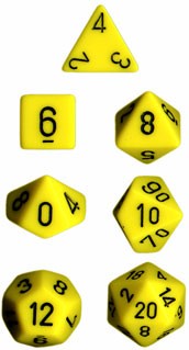 Noppasetti: Chessex Opaque � Polyhedral Yellow/Black (7)