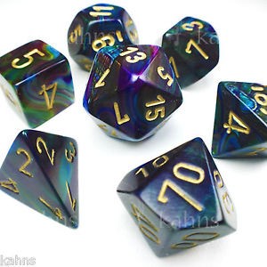 Noppasetti: Chessex LUSTROUS� � POLYHEDRAL SHADOW/GOLD  (7)