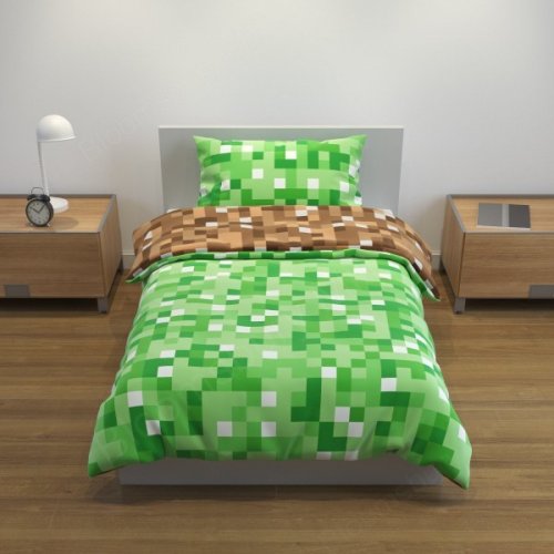 Pussilakanasetti: Pixel Design vihre� single (Minecraft)