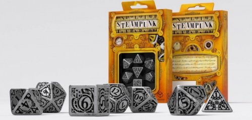 Diceset: Metal RPG 7-Die Set: Steampunk metal dice w. black