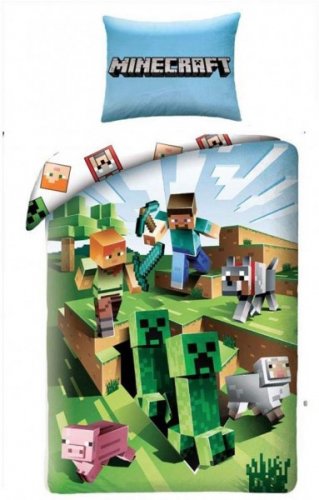 Pussilakanasetti: Minecraft - Pickaxe Battle Reversible Single (140x200cm)