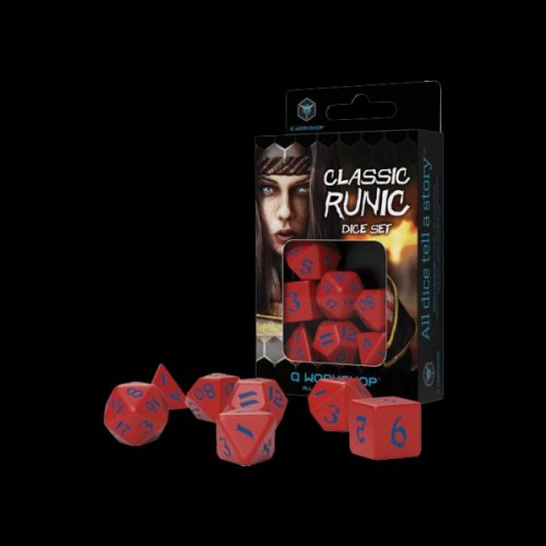 Noppasetti: Classic Runic Dice Set - Red & Blue (7)