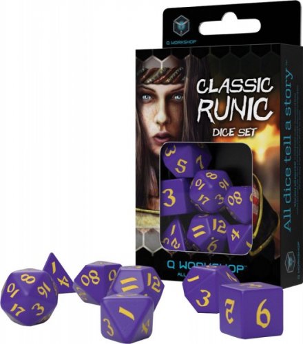Noppasetti: Classic Runic Dice Set - Purple & Yellow (7)