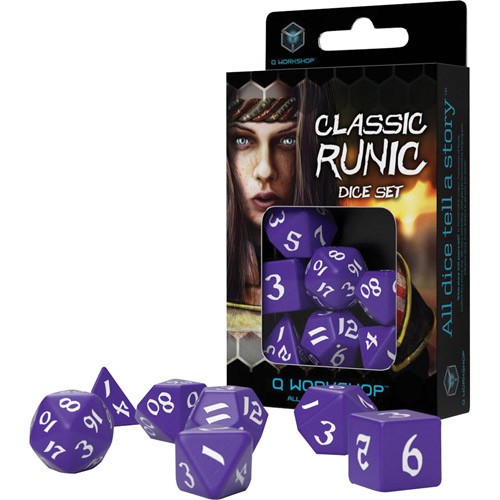 Noppasetti: Classic Runic Dice Set - Purple & White (7)