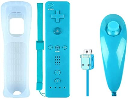 Wii/WiiU: Nunchuk & Remote ohjaimet (Vaaleansininen, Tarvike)