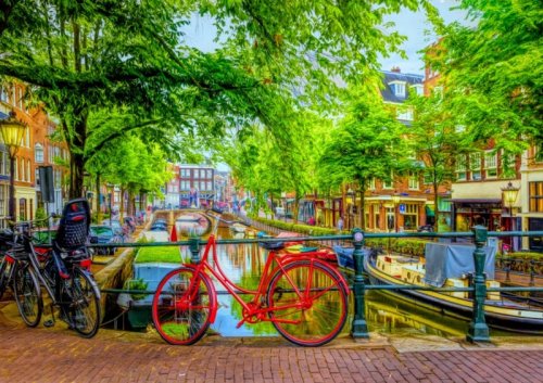 Palapeli: The Red Bike in Amsterdam (1000)