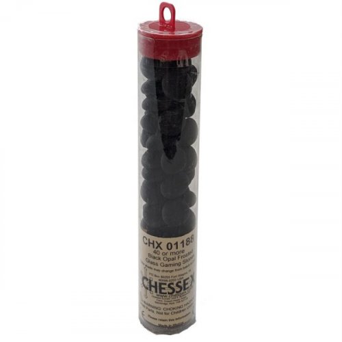 Gaming Counters: Chessex Black Opal Frosted Stones 14cm Tube (40+)