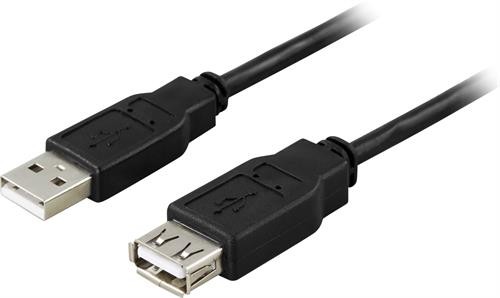 Deltaco: Usb jatkokaapeli 5m (Type A uros - Type A naaras)