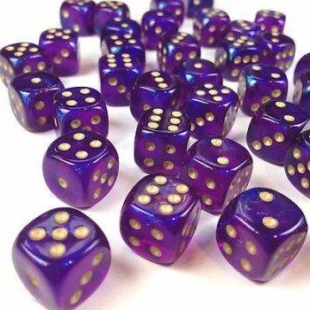 Chessex: Borealis 12mm D6 Royal Purple/Gold Luminary (36 Dice)