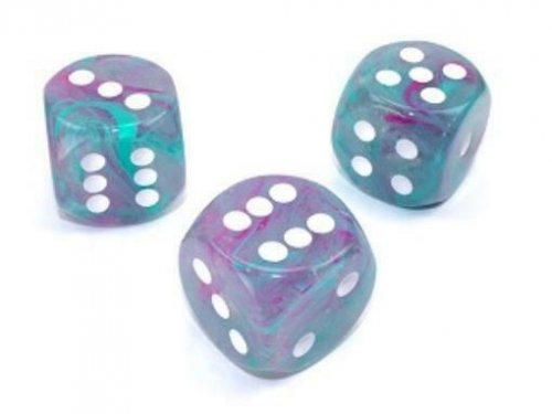 Noppasetti: Chessex Nebula� 16mm � Wisteria/White (12)