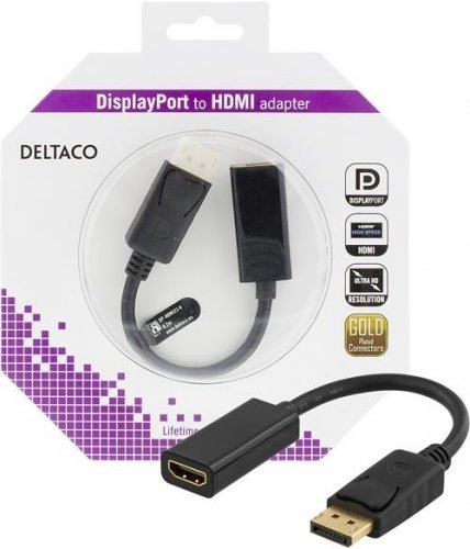 Displayport -> HDMI sovitin 0,20m (Deltaco)