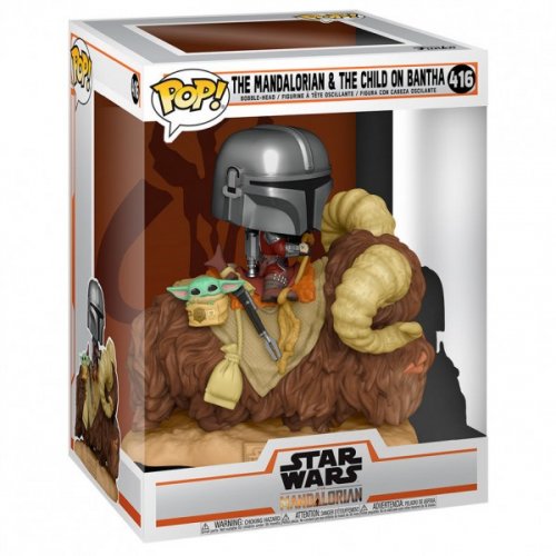 Funko Pop! Vinyl: The Mandalorian - Mando on Bantha with Child in Bag