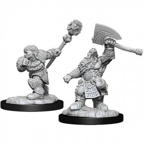 Magic the Gathering Unpainted Miniatures: Dwarf Fighter & Dwarf Cleric (2)