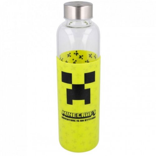 Juomapullo: Minecraft - Creeper Glass Bottle Silicone Cover (585ml)