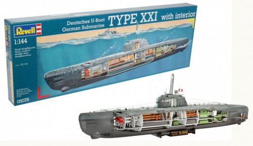Pienoismalli: Revell - 1/144 U-Boot Type XXI with interior