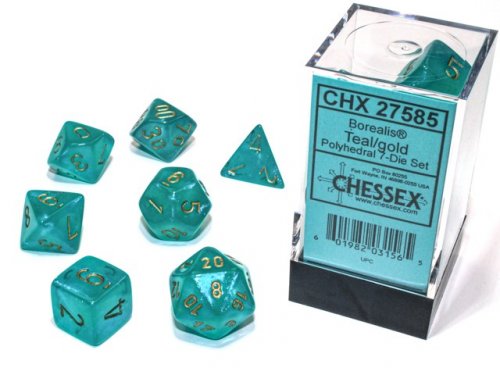 Noppasetti: Chessex Borealis Polyhedral Teal/Gold (7)