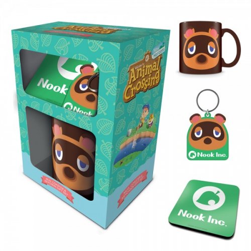 Lahjasetti: Animal Crossing - Tom Nook (Muki, Lasinalunen ja Avaimenper�)