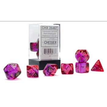 Noppasetti: Chessex Translucent � Polyhedral Red-Violet/gold (7)