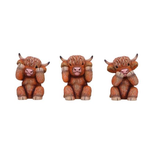 Nemesis Now: Three Wise Highland Cows (9.6cm)