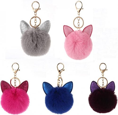 Avaimenper�: Pom Pom - Glitter Korvat (Satunnainen V�ri)