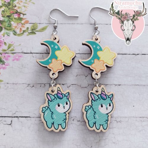 Korvakorut: Alpacorn Moon Earrings (6cm) (Niramuchu)