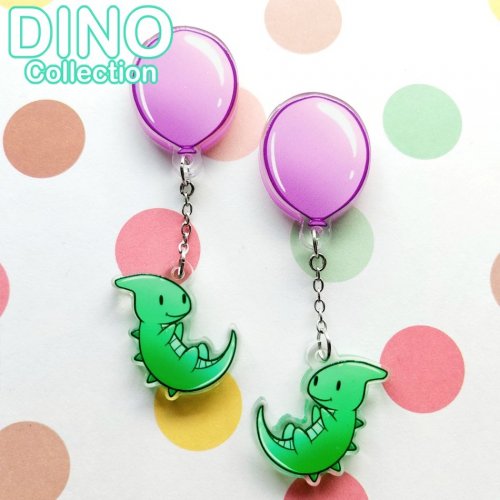 Korvakorut: Dino Balloon Violet Earrings (7cm) (Niramuchu)