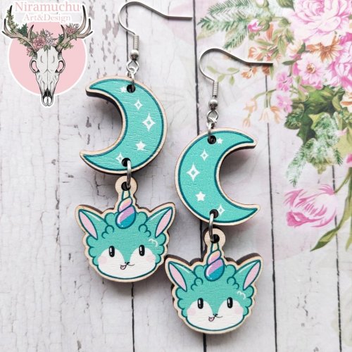 Korvakorut: Alpacorn Minty Moon Earrings (6cm) (Niramuchu)