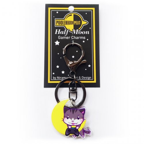 Avaimenper�: Gamer Cats - Half Moon Gamer Cat Keycharm (Niramuch