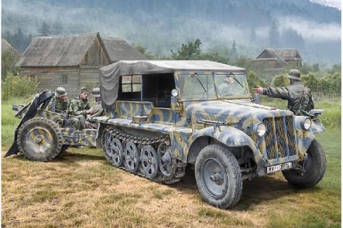 Pienoismalli: Italeri: Kfz.10 DEMAGD7 with 7,5cm Le. IG 18 (1:35)