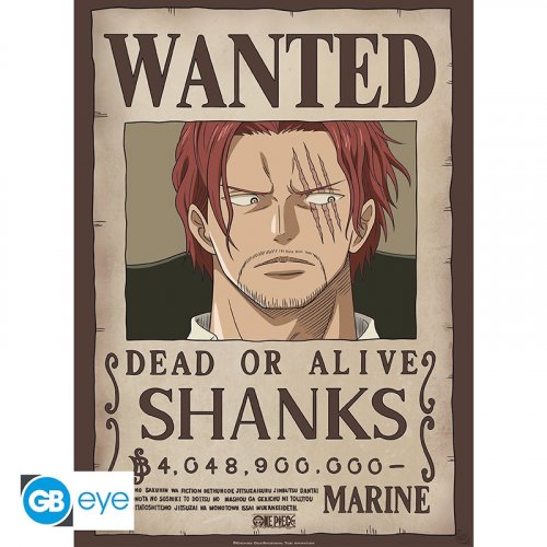 Juliste: One Piece  - Wanted Shanks (52x38cm)