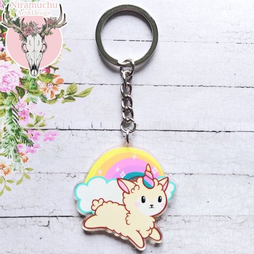 Avaimenper�: Alpacorn Charm Rainbow (v 2.0) (4.5cm) (Niramuchu)