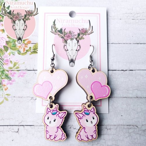 Korvakorut: Alpacorn Heart Earrings (v 2.0) (6cm) (Niramuchu)