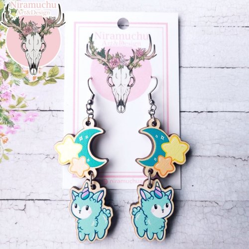 Korvakorut: Alpacorn Moon Earrings (v 2.0) (6cm) (Niramuchu)