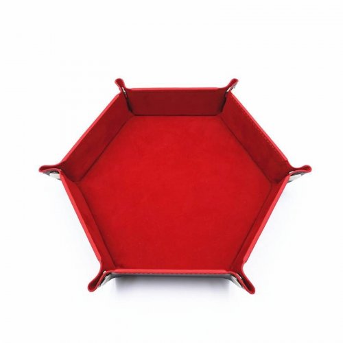 Folding Dice Tray: Hexagonal Velvet Red