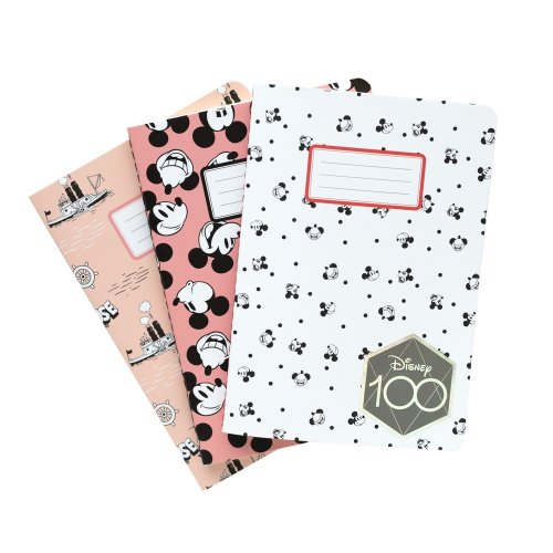 Muistikirja: Disney 100 Anniversary Mickey Mouse 3-Pack (A6)