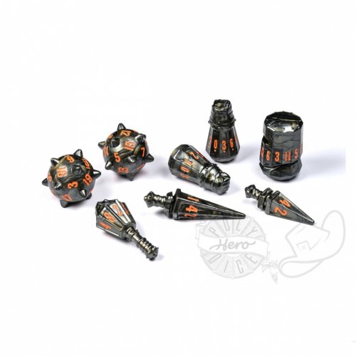 Polyhero Warrior 8 Dice Set Steel Grey