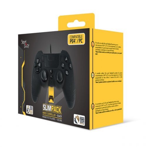 Steelplay: SlimPack PS4/PC Langallinen Ohjain - Musta