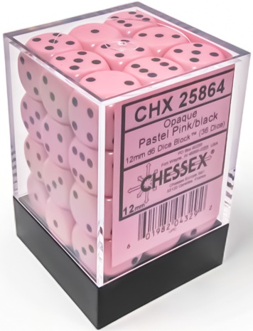 Noppasetti: Chessex Opaque � Pastel Pink 12mm D6 (36)