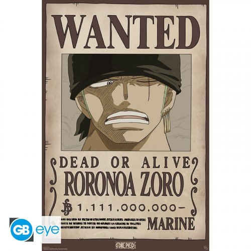 Juliste: One Piece - Wanted Zoro Wano (91.5x61cm)