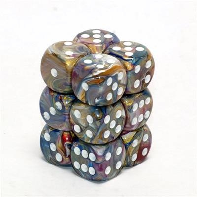 Noppasetti: Chessex Festive � 16mm D6 Polyhedral Carousel/White (12)